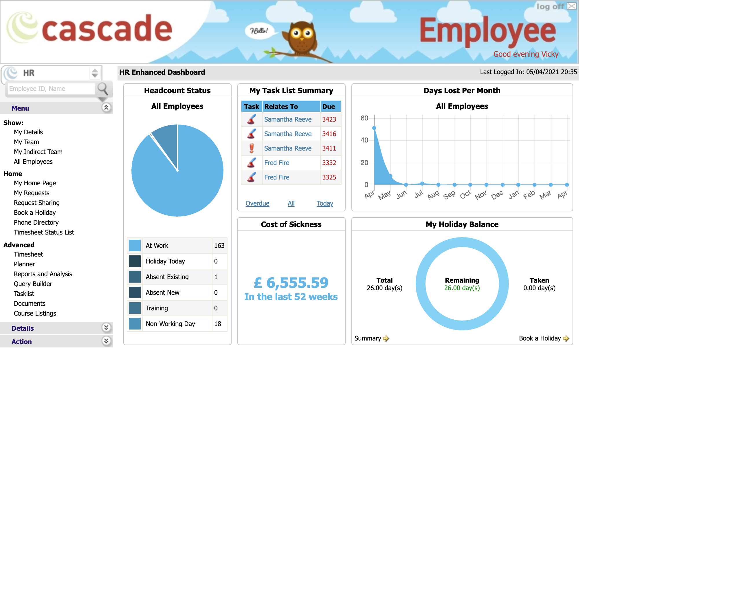 Cascade's new UI on the HR Enhanced Dashboard