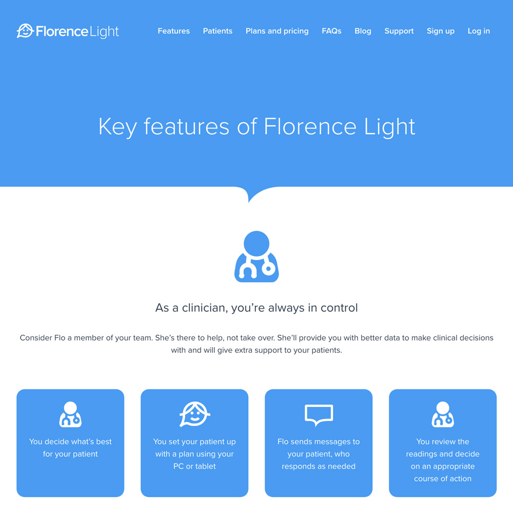 Florence Light website features